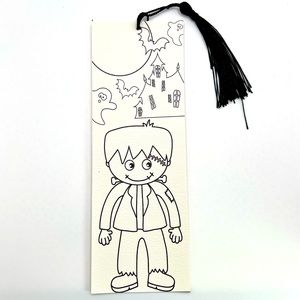 🧙‍♀️🎃👻Halloween “color me” Frankenstein bookmark, vegan, leather, handmade